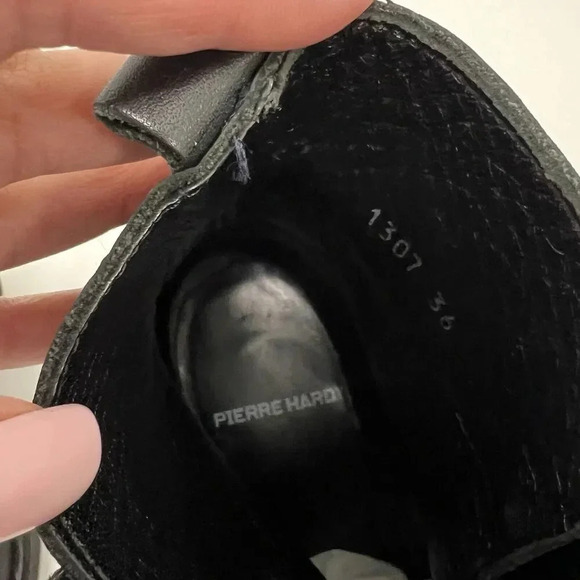 Pierre Hardy Leather Platform Wedge Boots Size 36 Black Ankle Booties Chunky 6US - Picture 7 of 9